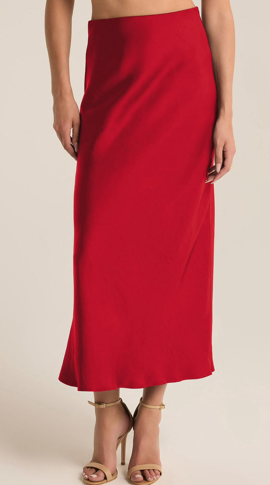 Europa Poly Sheen Skirt in Haute Red