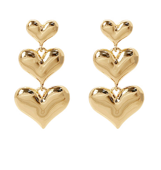 Linked Heart Dangle Earring