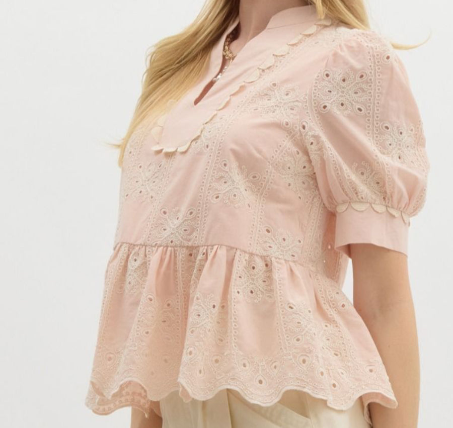 Eyelet Peplum Top