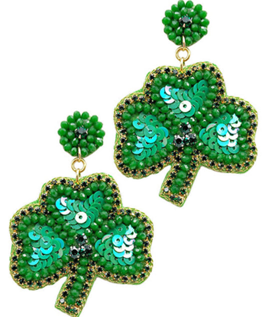 Beaded Shamrock Earrings