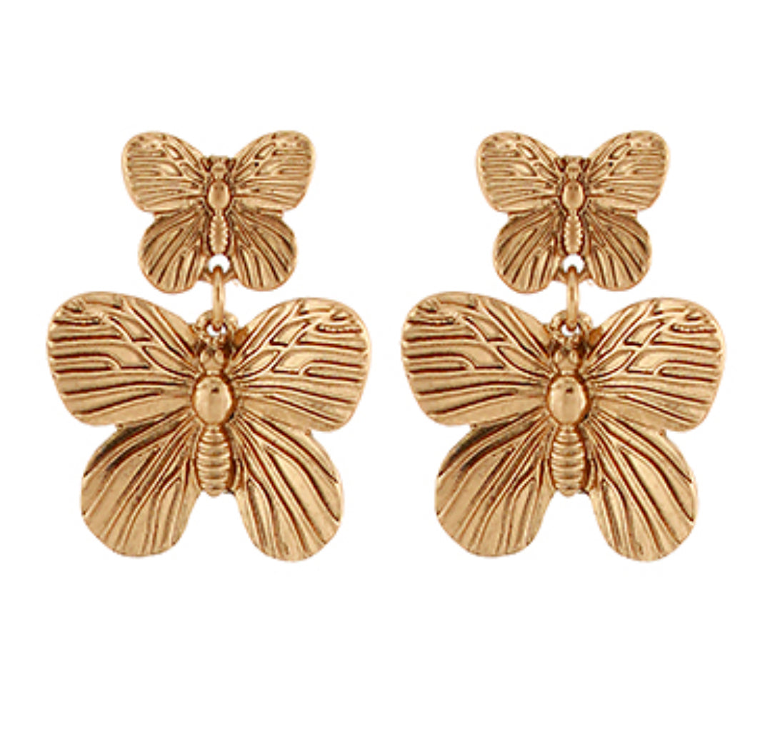 Textured Butterfly Drop Earrings