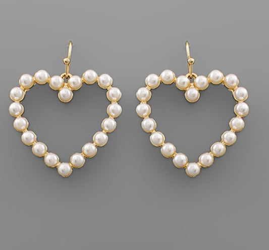 Pearl Pave Heart Earrings