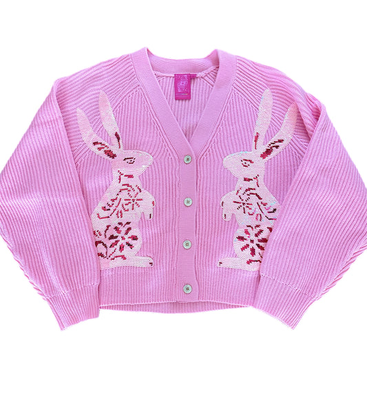 QOS Pink Bunny Cardigan