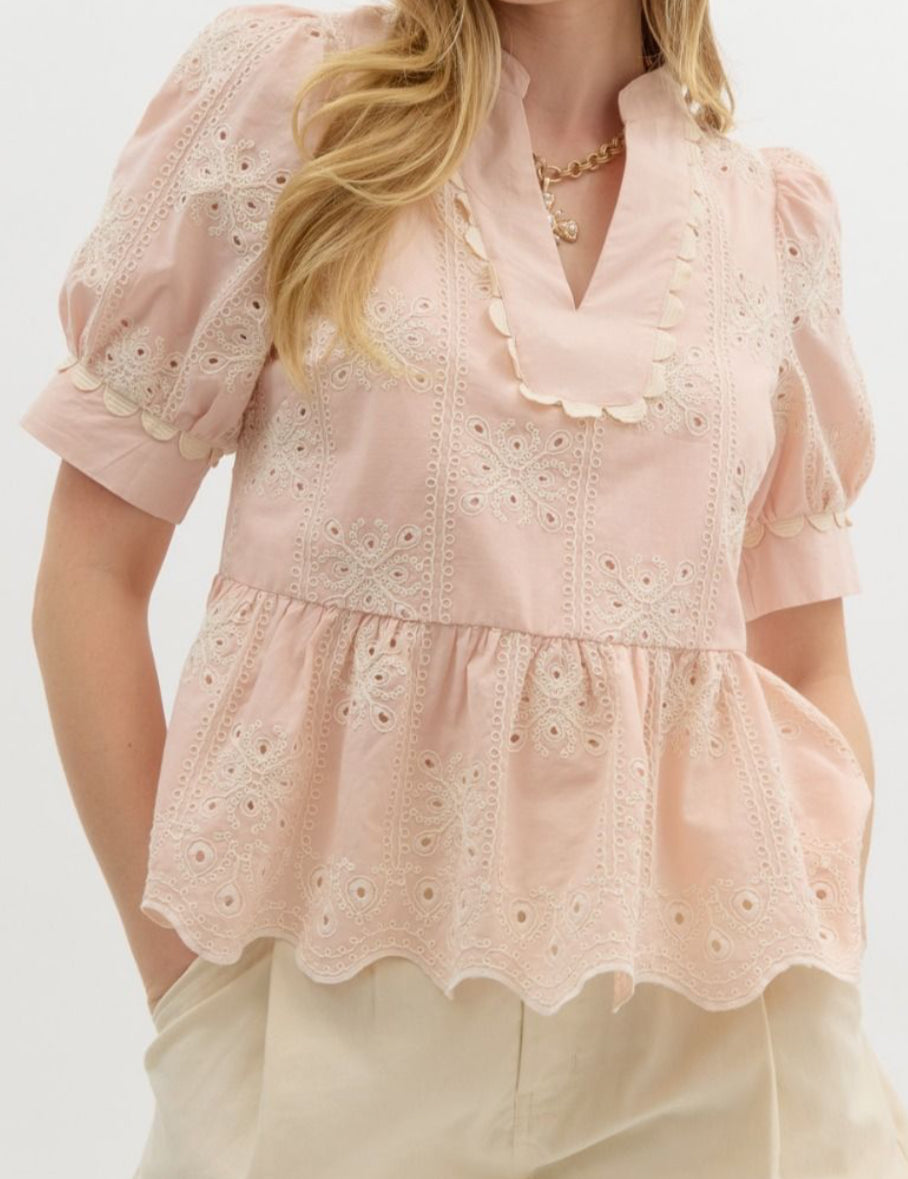 Eyelet Peplum Top