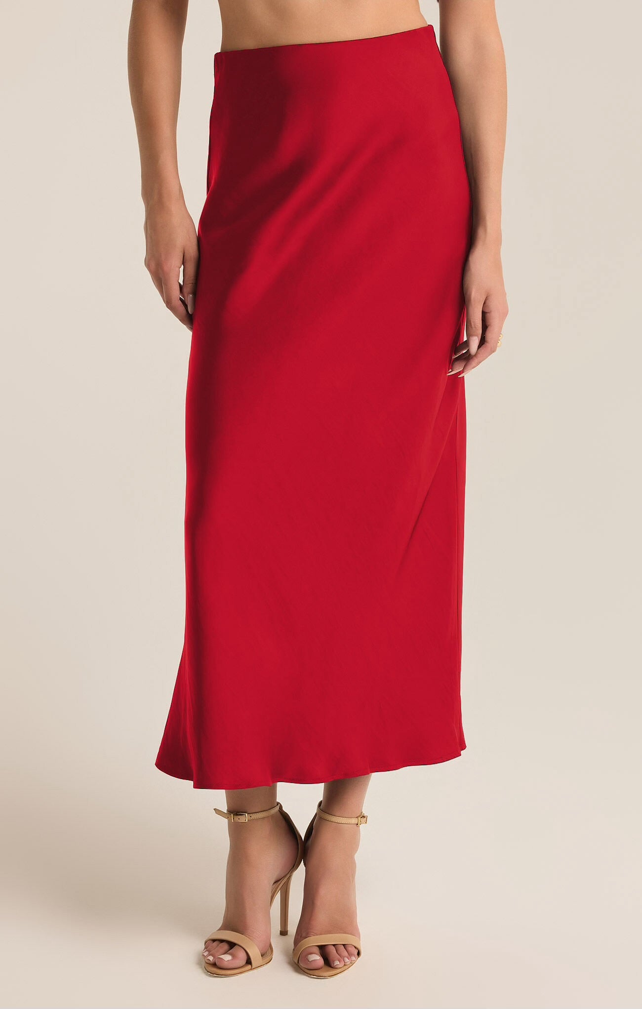 Europa Poly Sheen Skirt in Haute Red