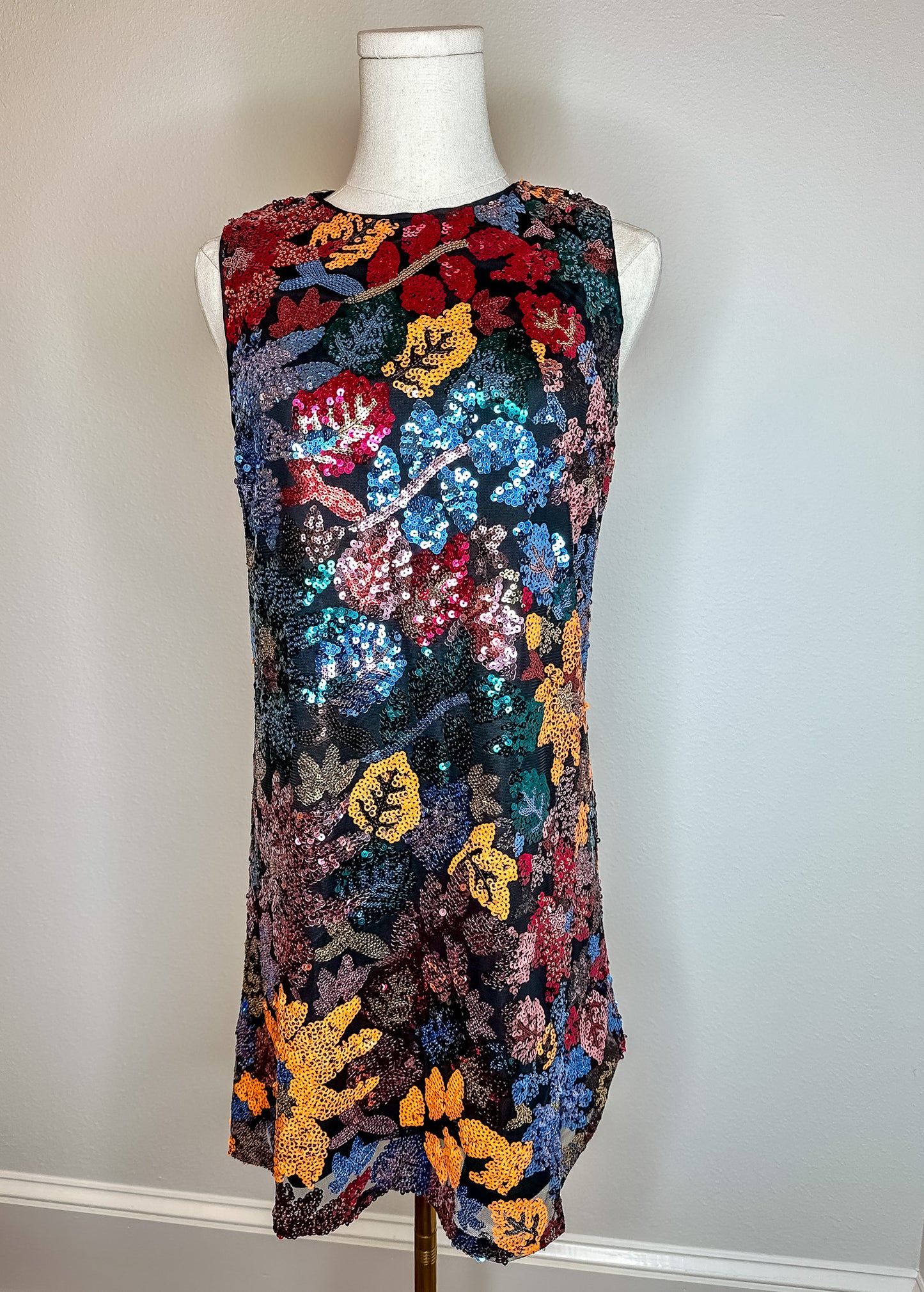 Floral Sequin Sleeveless Dress