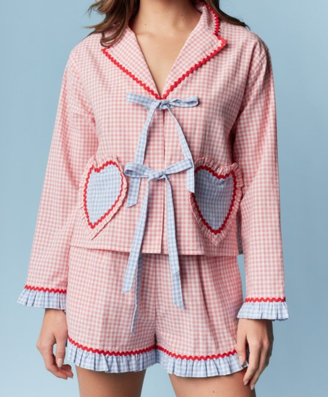 Gingham Heart Pajama Set