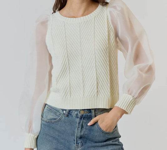 Organza Puff Sweater Top