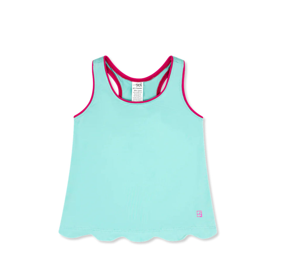 Anna Scallop Tank - totally turquoise and power pink