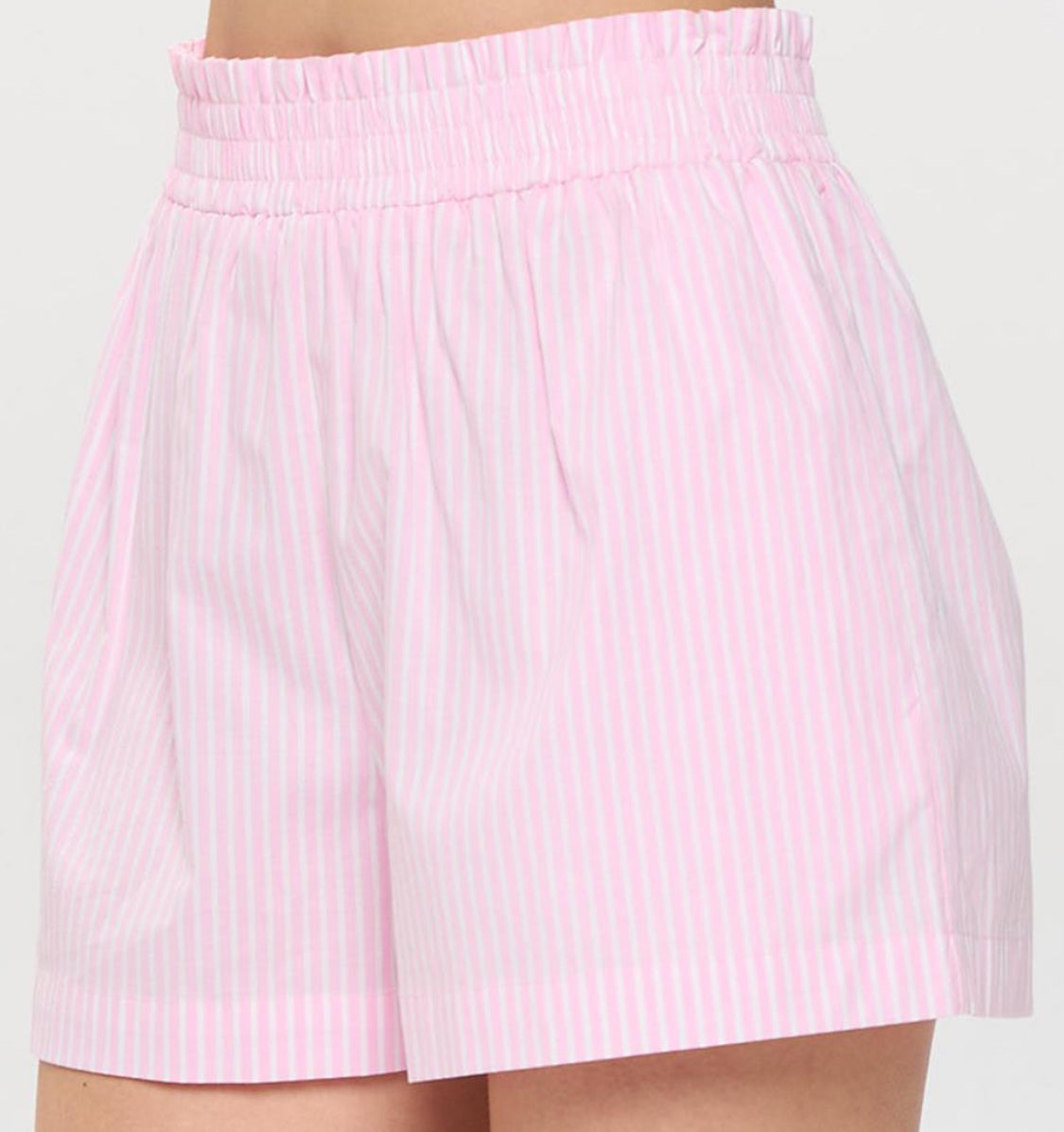 Cotton Shorts with pockets - pink pinstripe