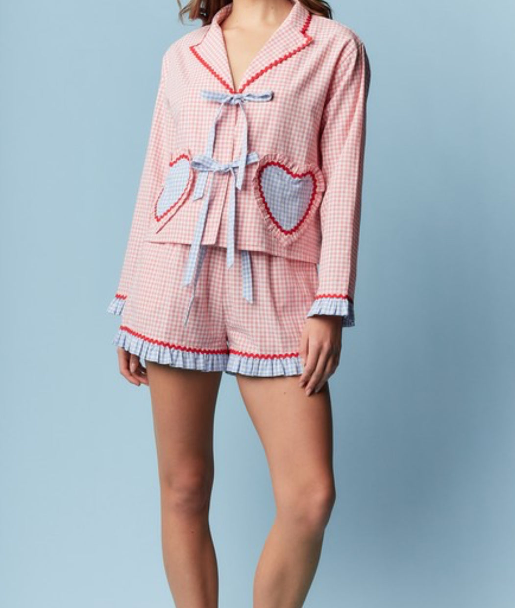 Gingham Heart Pajama Set