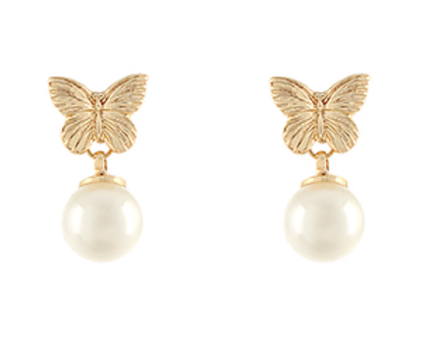 Butterfly Pearl Earrings