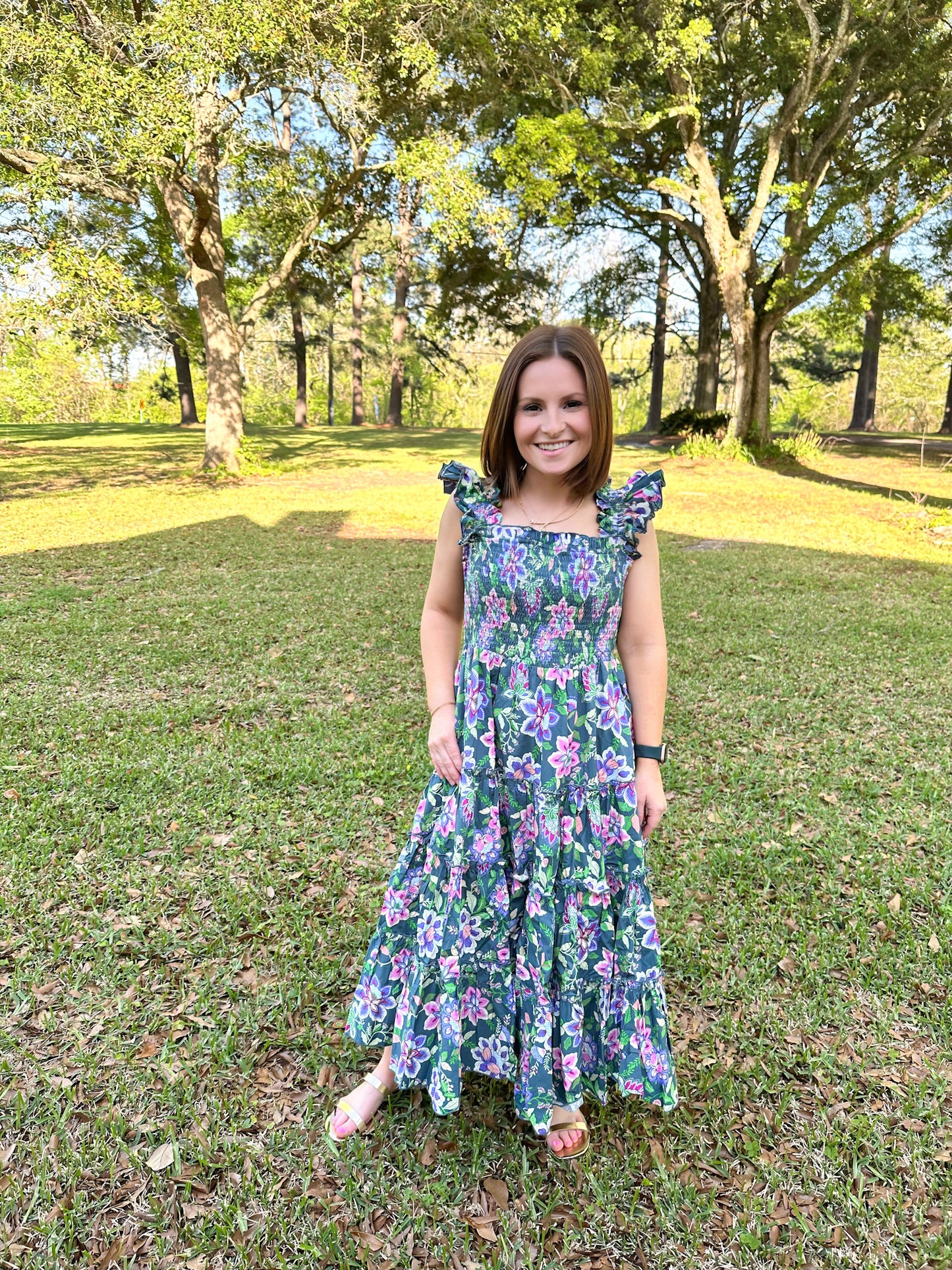 Romantic Floral Print Maxi Dress