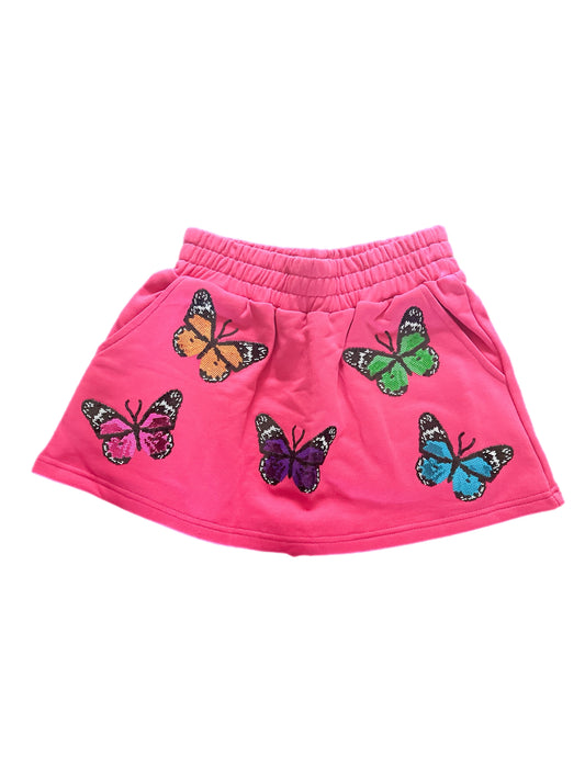 QOS Hot Pink Multi Butterfly Skort