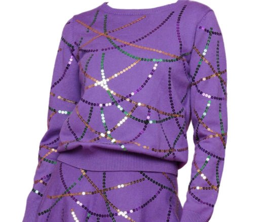 Mardi Gras Bead Sequin Sweater