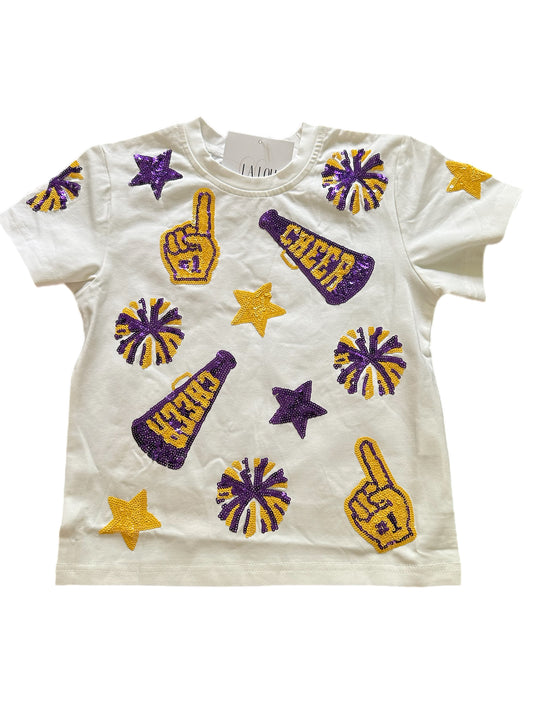 Child Purple and Yellow Cheer Sparkle Tee