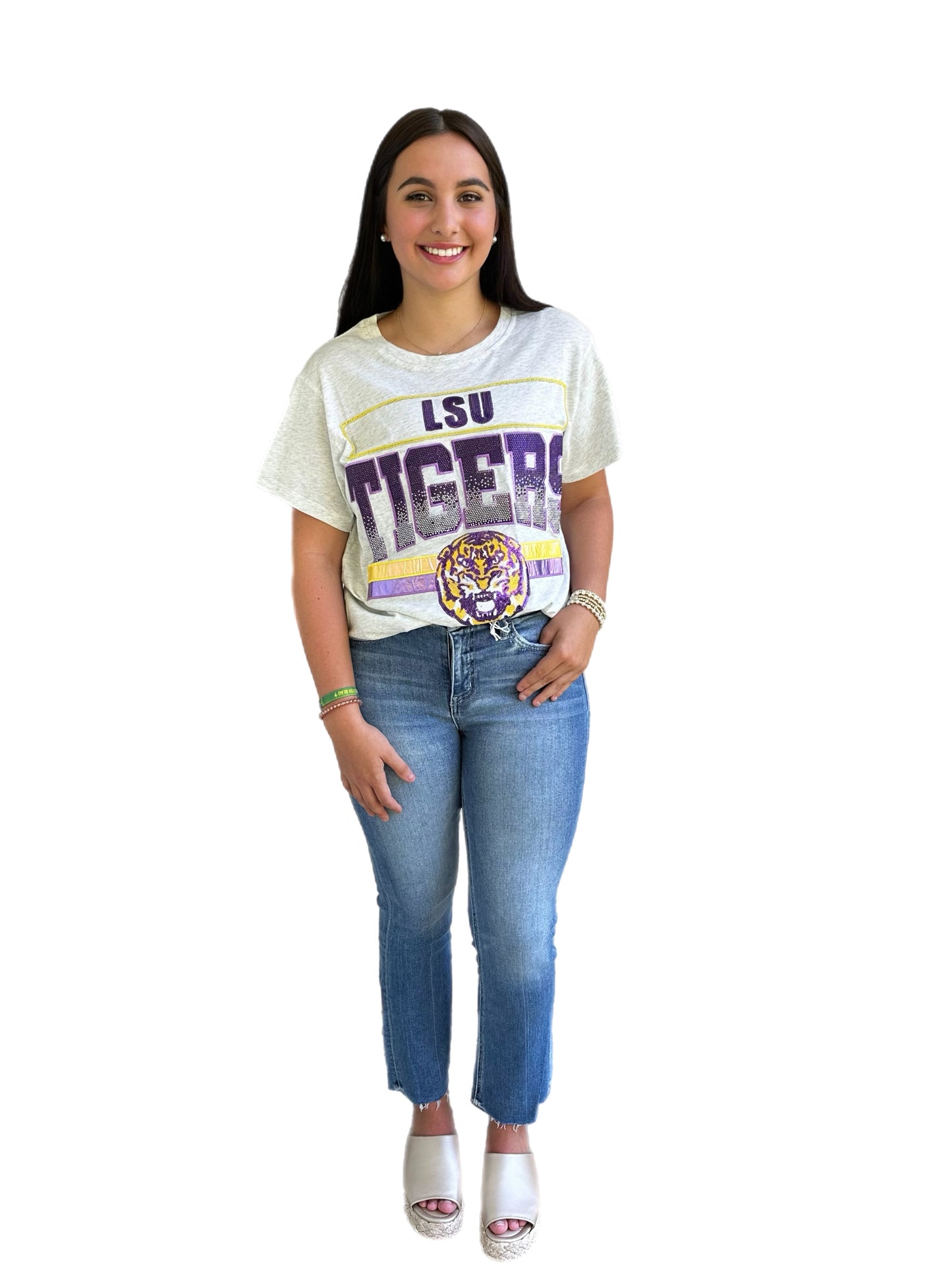 QUEEN OF SPARKLES Licensed Grey Louisiana Tigers Tee