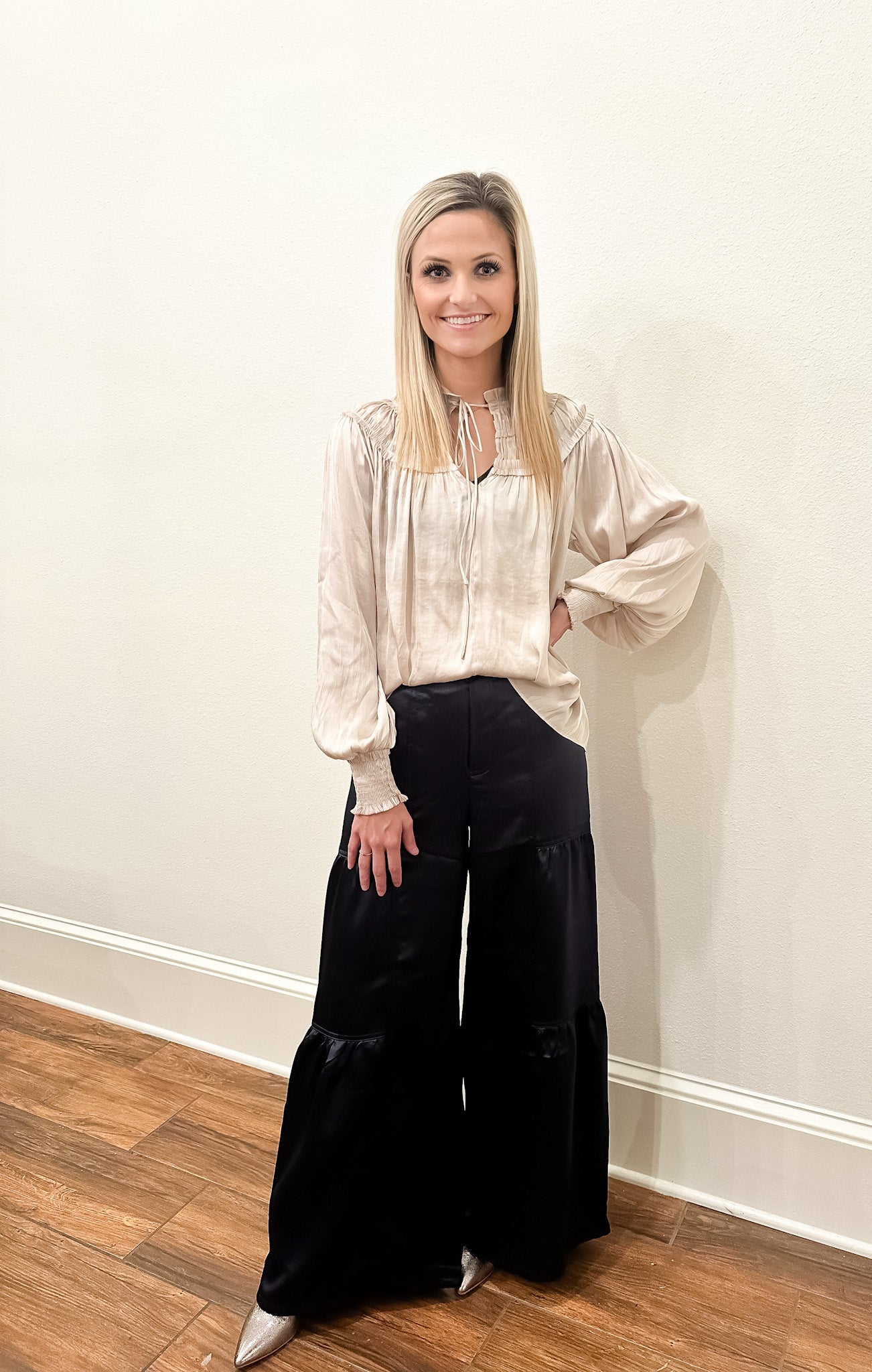 Tiered Wide Leg Pant - NAVY