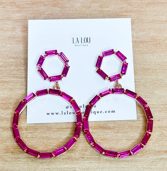 Pink Circle Earrings