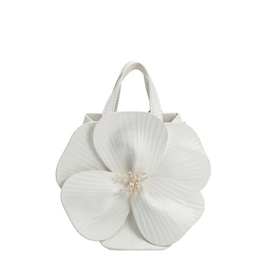 Monroe Ivory Flower Vegan Leather Top Handle Bag